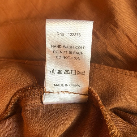 Pink Lily Brown Ruffled V-Neck 3/4 Sleeve Blouse Size XS - Picture 9 of 9